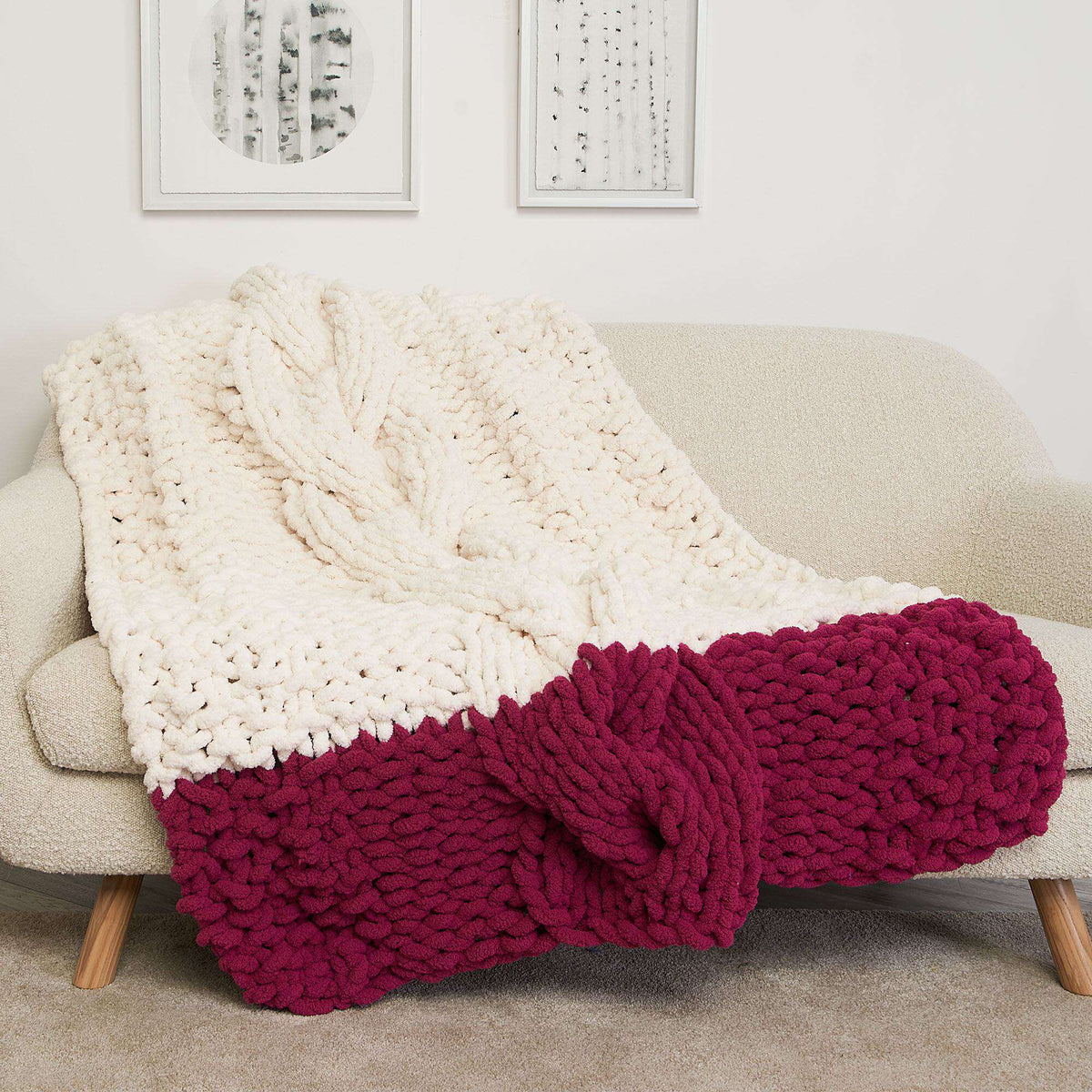 Knit Blanket made in Bernat Blanket Extra Thick yarn