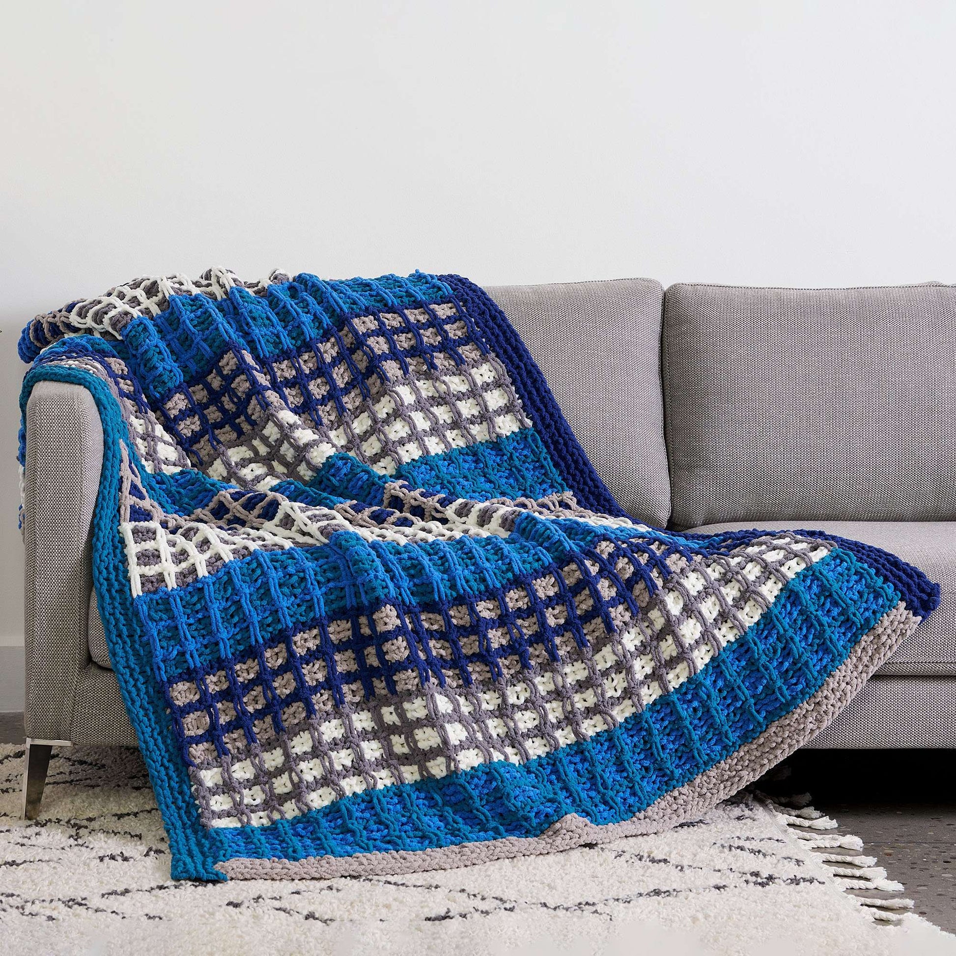 Free Bernat Knitting Grids Blanket Pattern