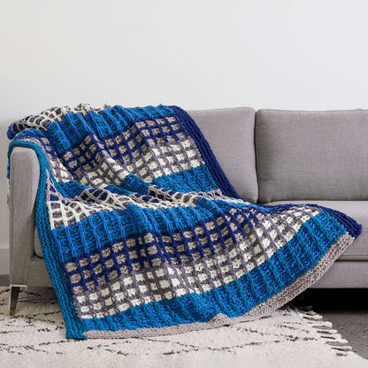 Bernat Knitting Grids Blanket Knit Blanket made in Bernat Blanket O'Go yarn