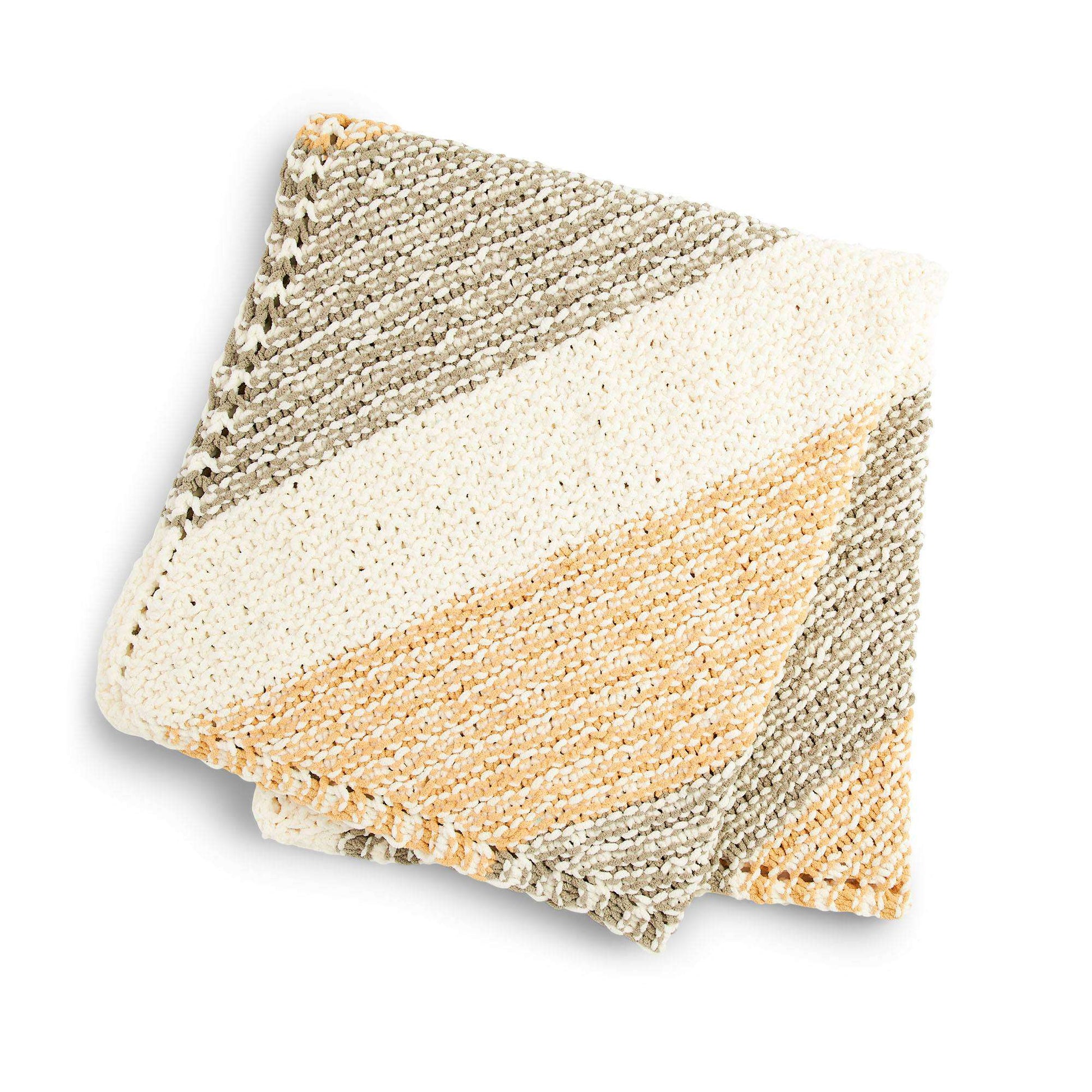 Free Bernat O'Go Soothing Stripes Knit Blanket Pattern