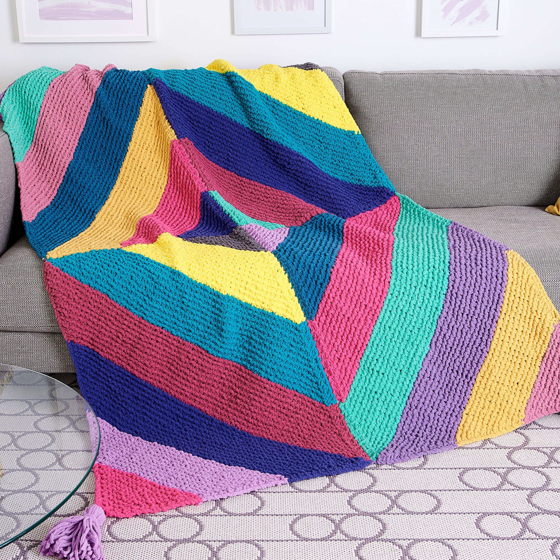 Bernat Knit Diamond Stripes Blanket Yarnspirations
