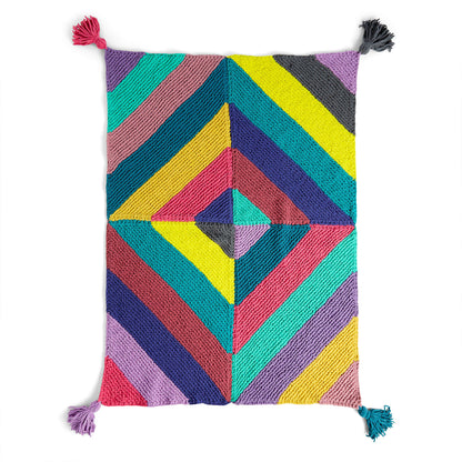 Bernat Knit Diamond Stripes Blanket Knit Blanket made in Bernat Blanket O'Go yarn