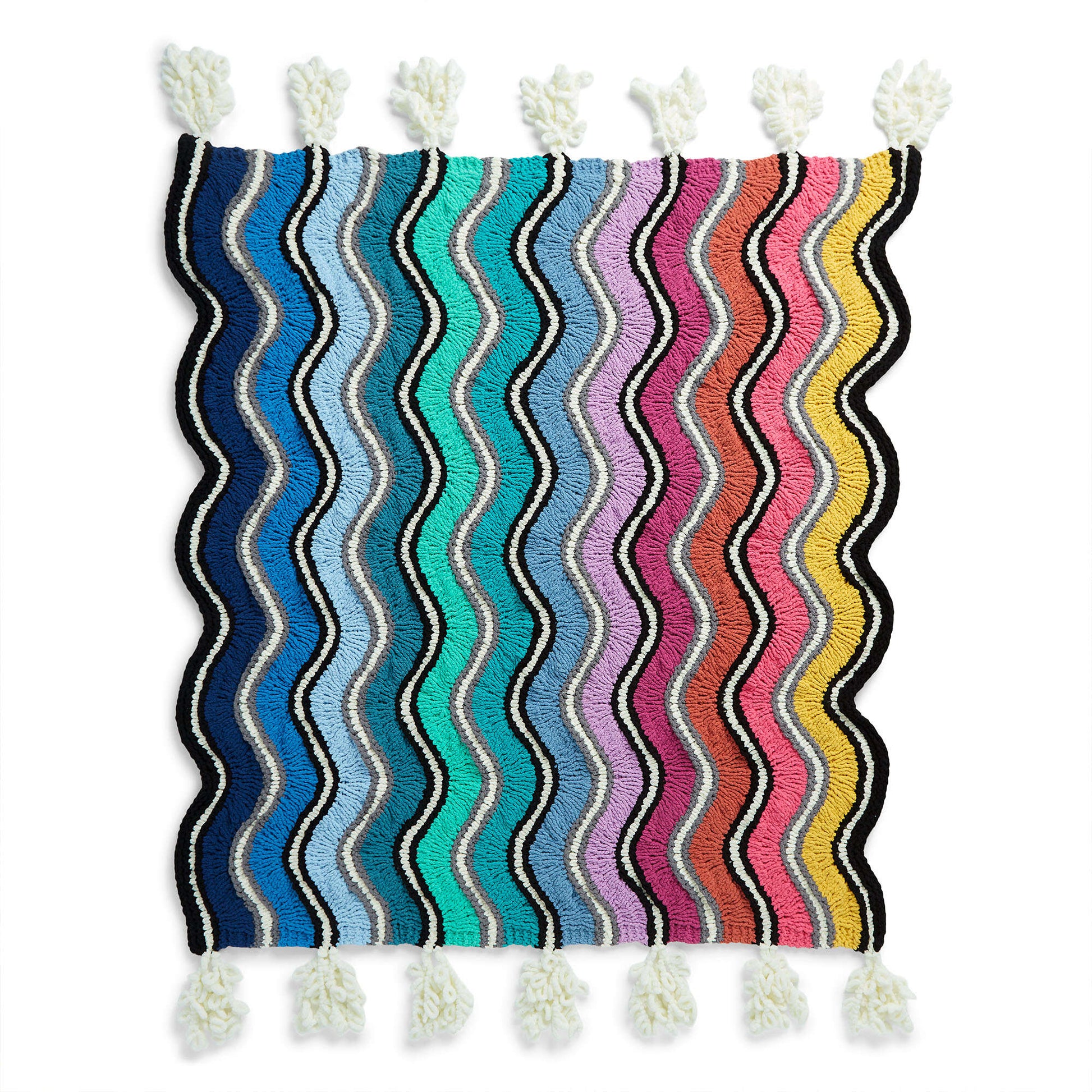 Free Bernat Big Ripple Knit Rainbow Blanket Pattern