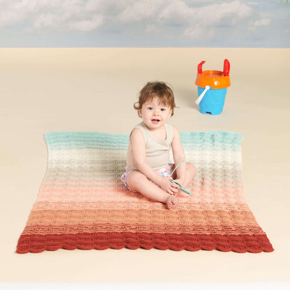 Bernat Beachside Ripples & Lace Knit Baby Blanket Knit Blanket made in Bernat Softee Baby Cotton yarn