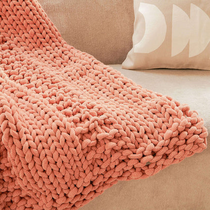 Bernat Straight Up Knit Blanket Knit Blanket made in Bernat Plush Big yarn