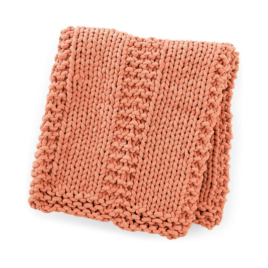 Knit Blanket made in Bernat Plush Big yarn