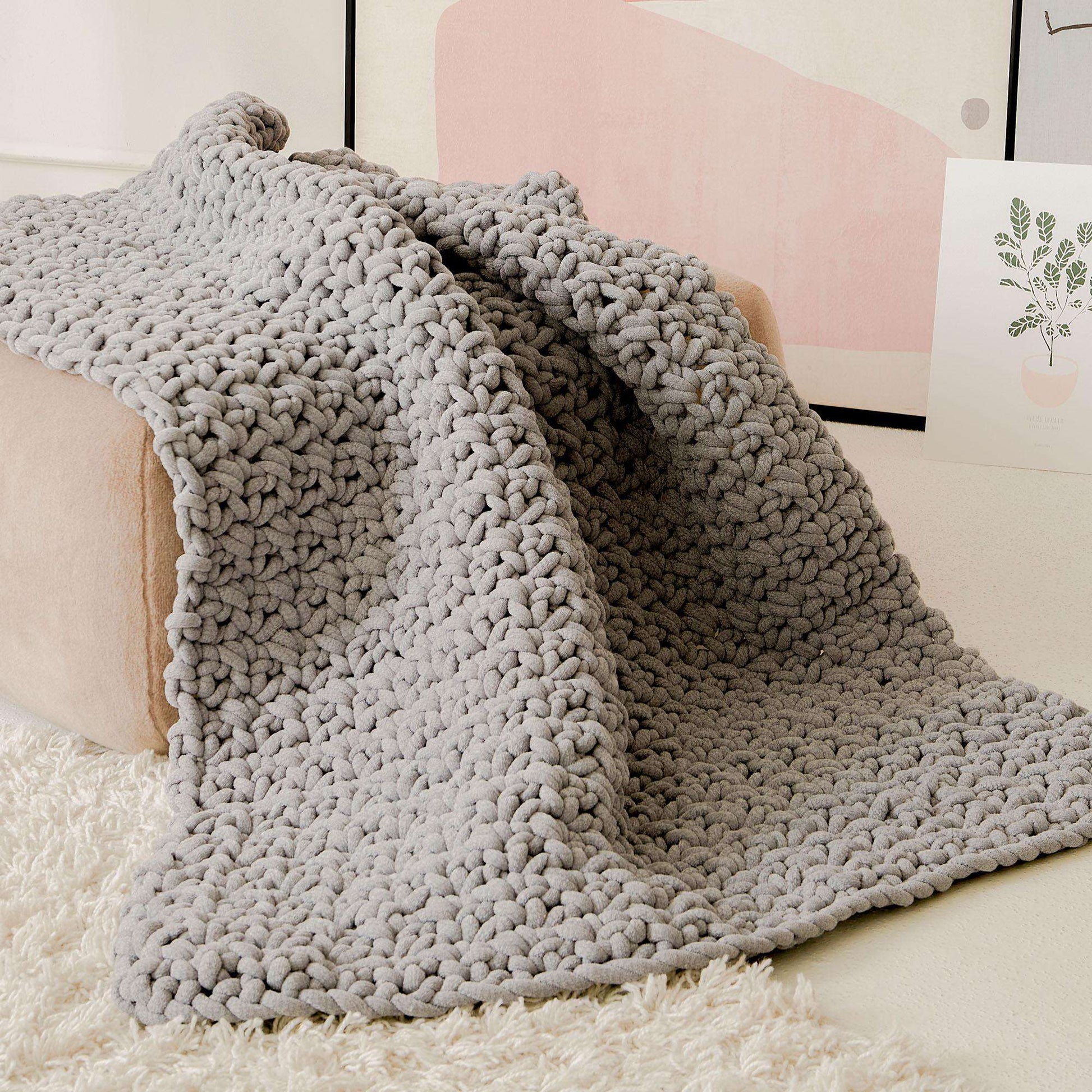 Free Bernat Plush Big Mesh Crochet Blanket Pattern