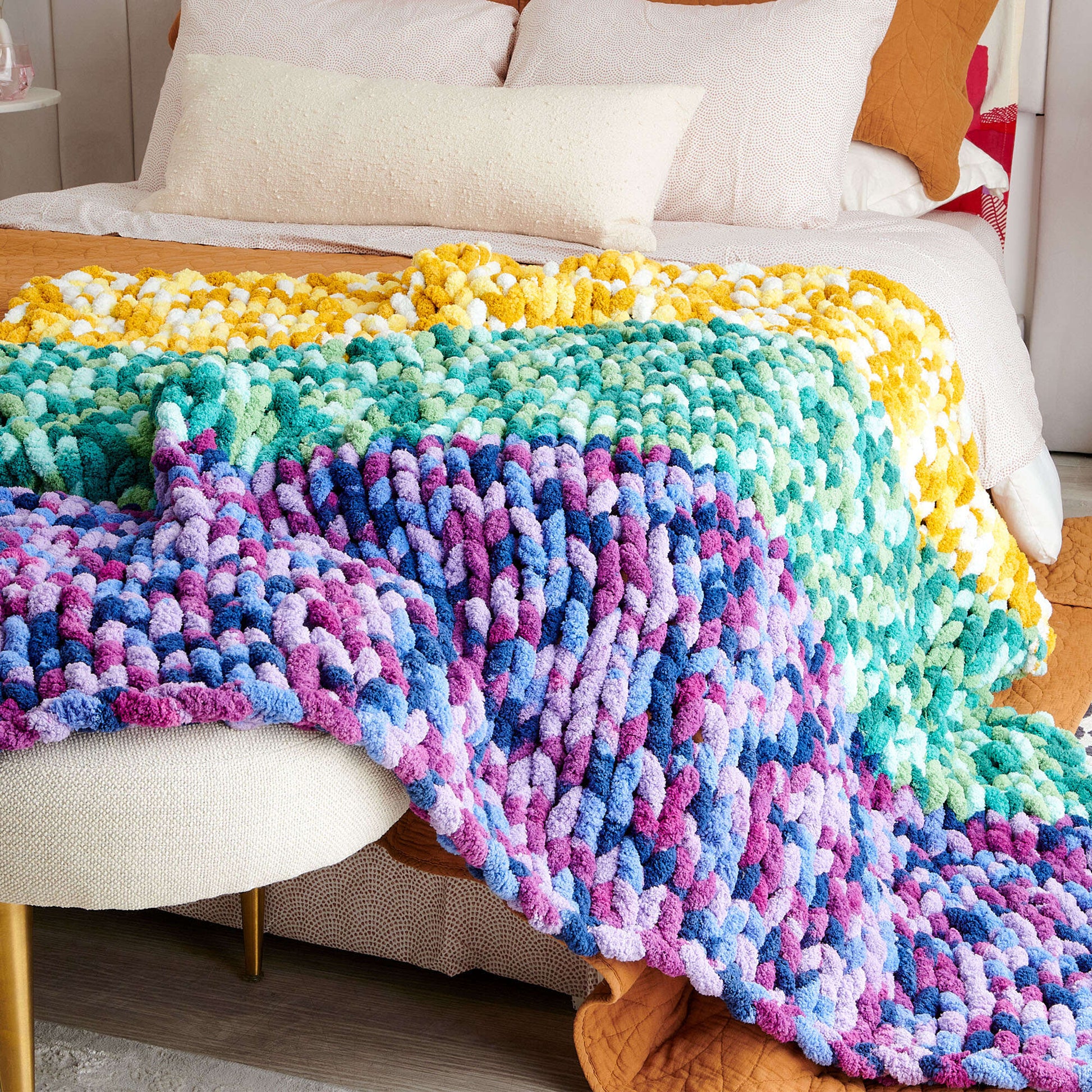Free Bernat Color Bold Table Knit Blanket Pattern
