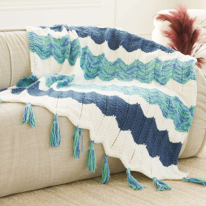 Bernat Forever Fleece Chevron Knit Blanket Knit Blanket made in Bernat Forever Fleece yarn