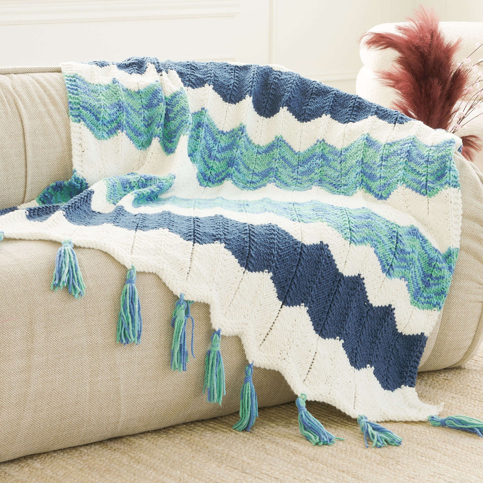 Bernat Forever Fleece Chevron Knit Blanket Yarnspirations
