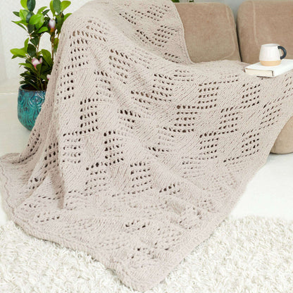 Bernat Harlequin Eyelet Knit Blanket Knit Blanket made in Bernat Blanket yarn