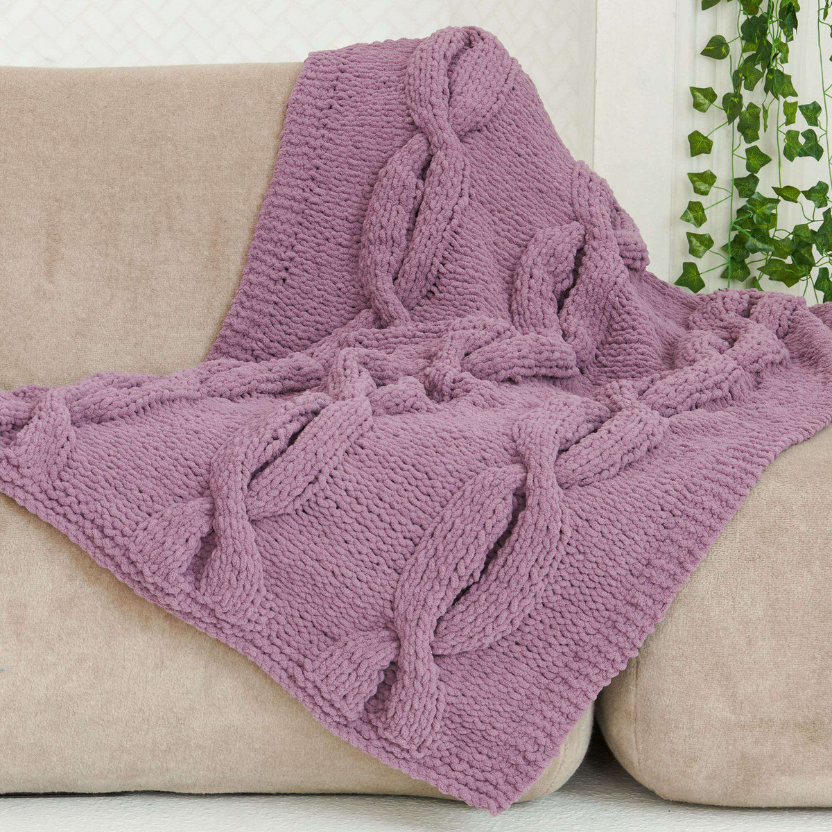 Knit Blanket made in Bernat Blanket yarn