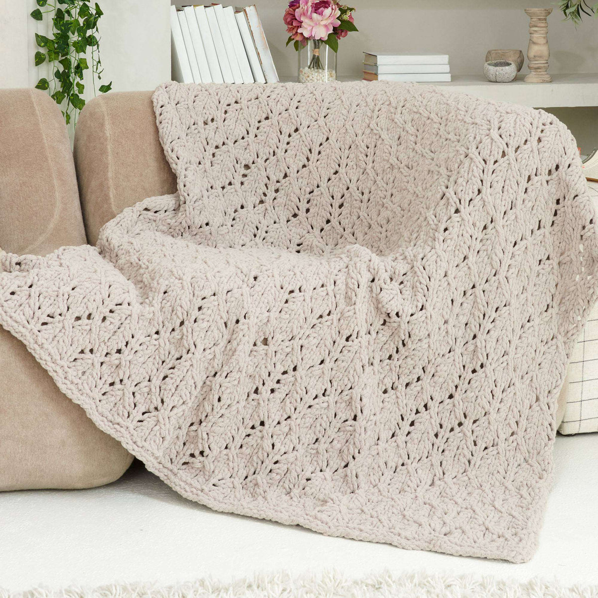 Knit Blanket made in Bernat Blanket yarn