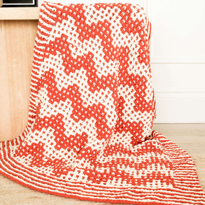 Bernat Mosaic Zig Zag Knit Blanket Knit Blanket made in Bernat Blanket yarn