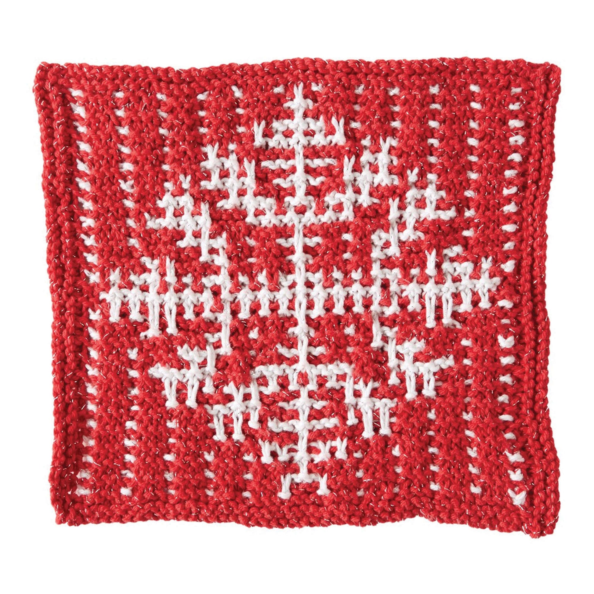 Free Bernat Knit Mosaic Snowflake Dishcloth Pattern
