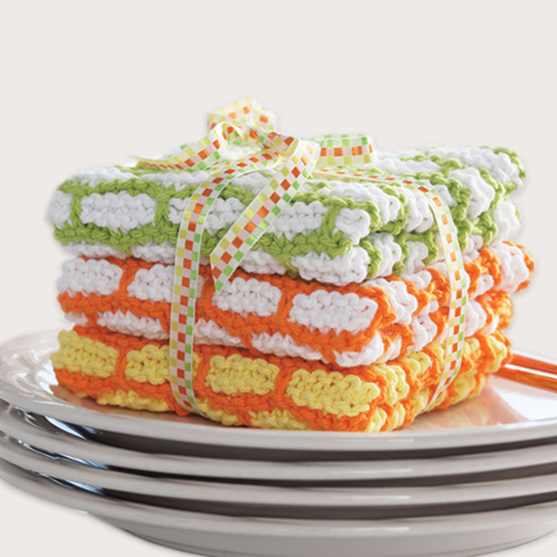 Free Bernat Brick Stitch Dishcloth Knit Pattern