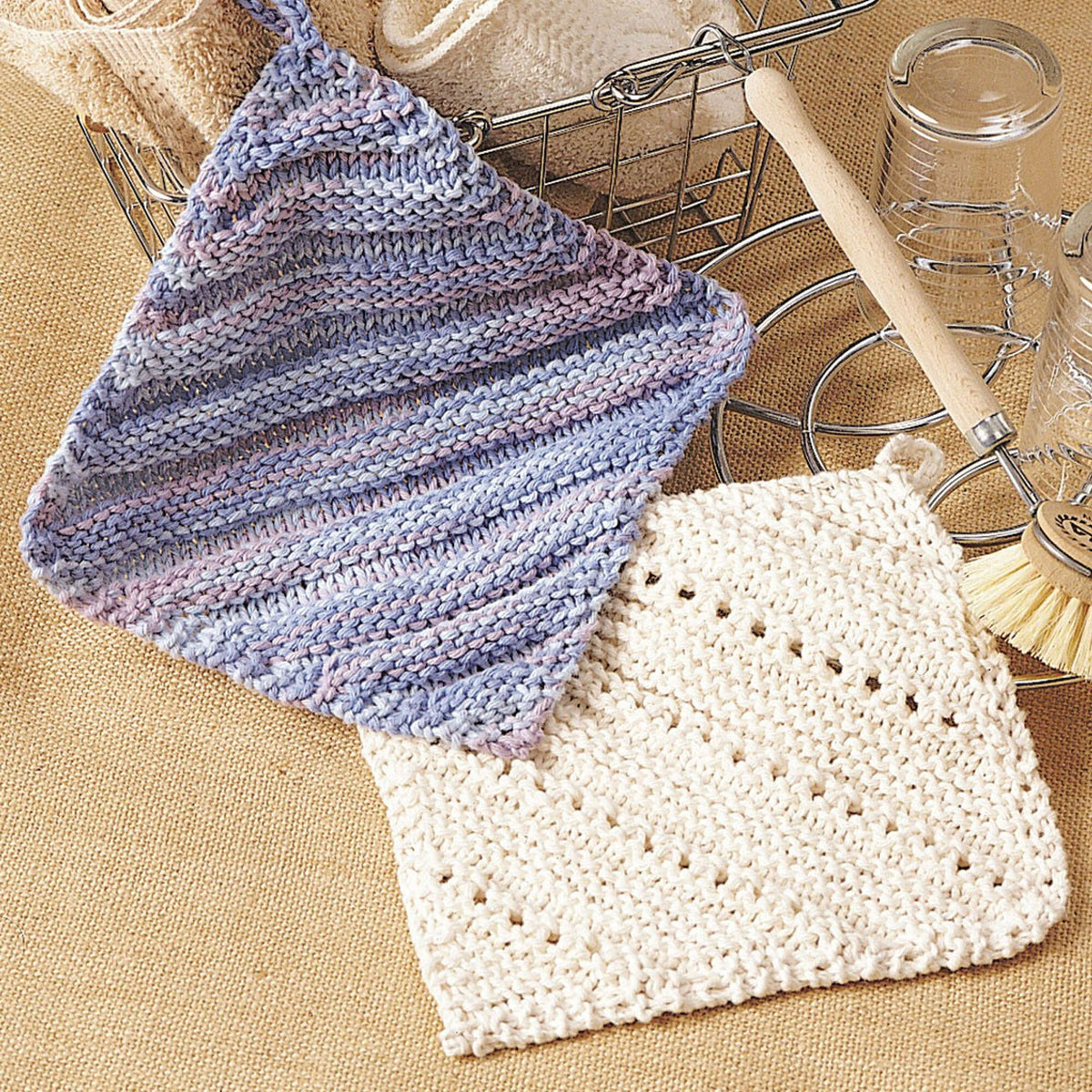 Knit Dishcloth made in Bernat Handicrafter Cotton yarn