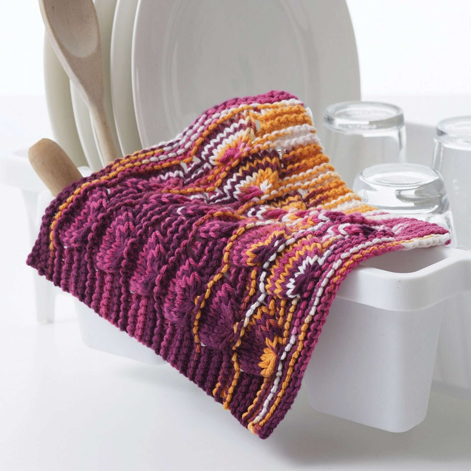 Free Bernat Peace & Love Knit Dishcloth Pattern