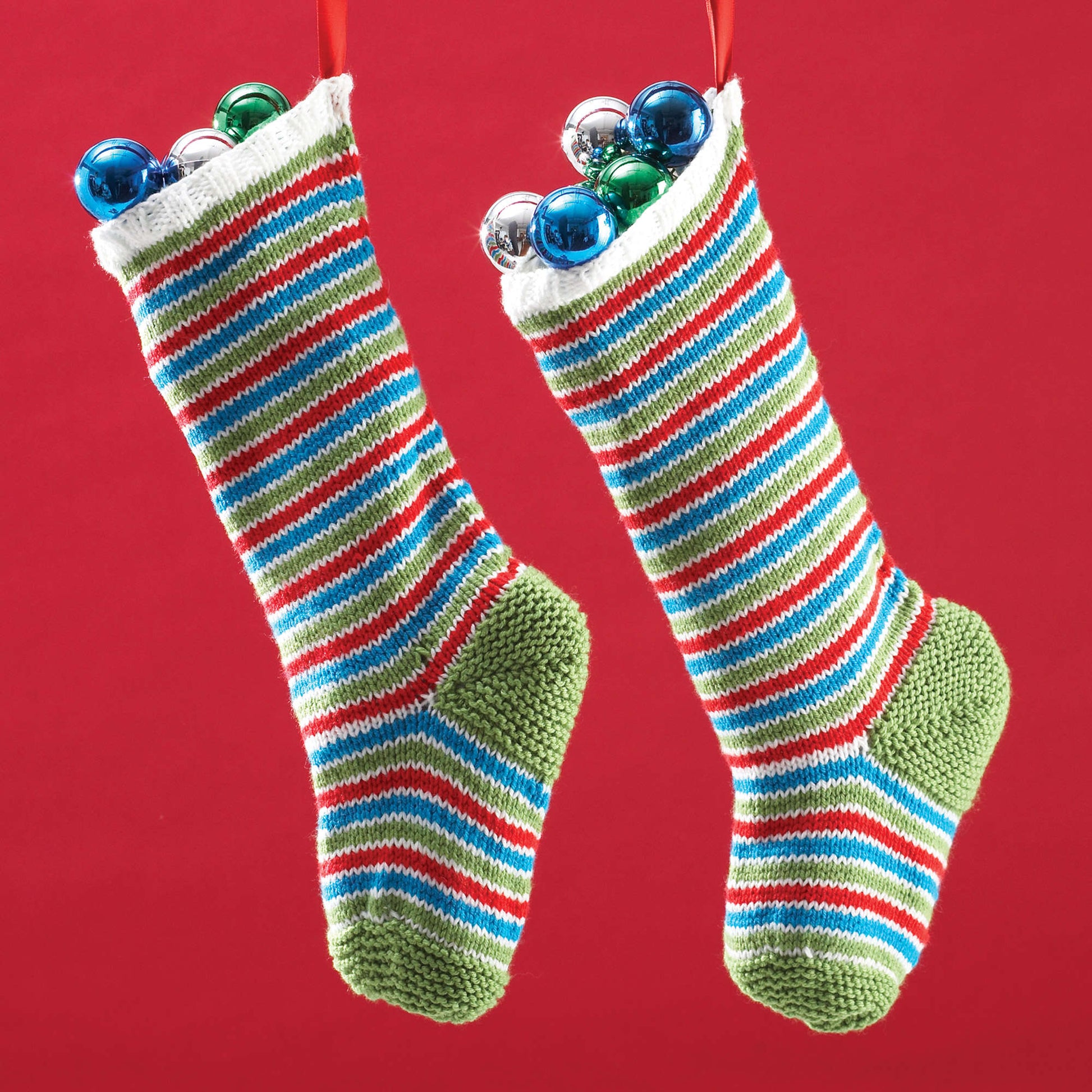 Bernat Jolly Striped Stockings Knit Holiday made in Bernat Super Value yarn