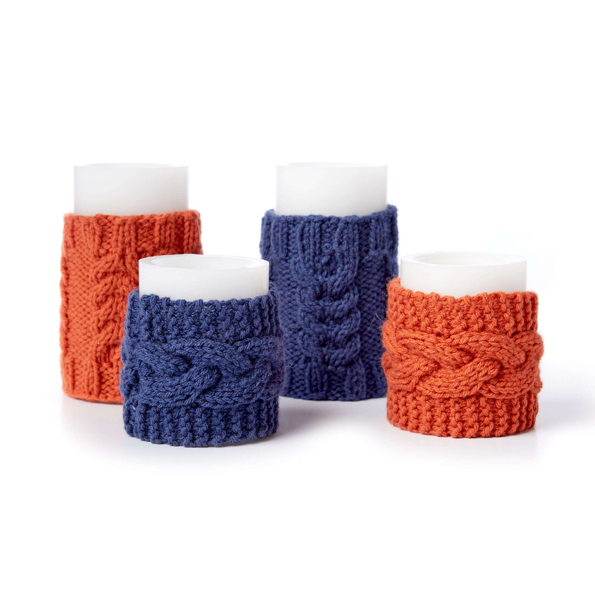 Free Bernat Knit Cable Candle Cozies Pattern