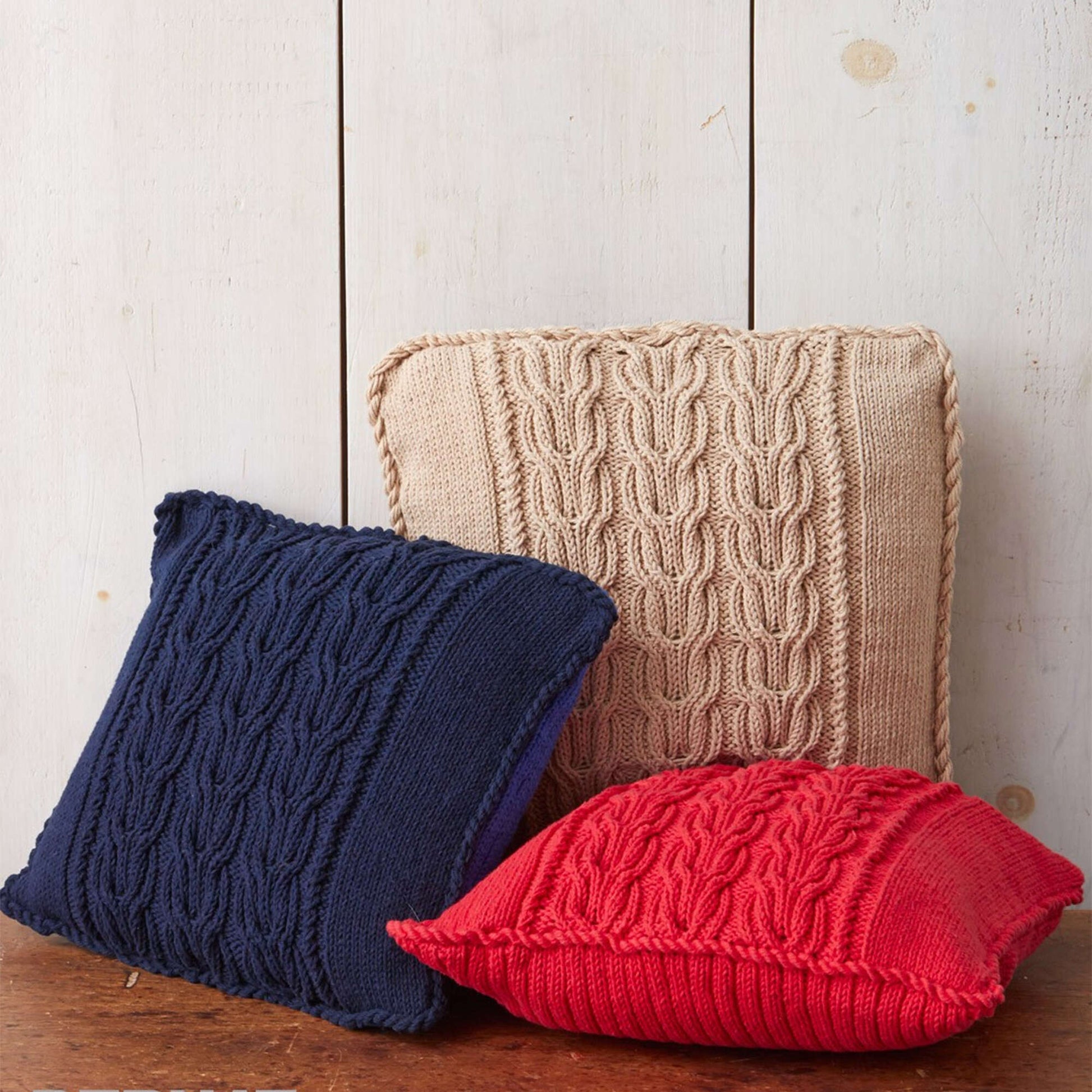 Free Bernat Cable Knit Trio Pillows Pattern