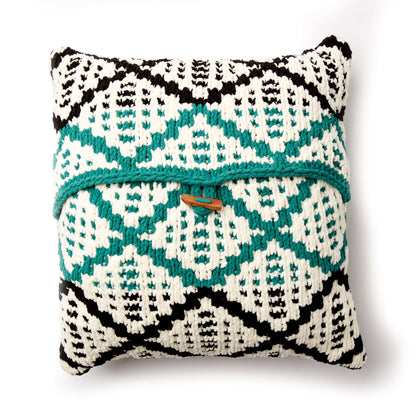 Bernat Knit Diamond Mosaic Cushion Cover Knit Pillow made in Bernat Blanket yarn