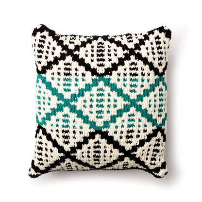 Bernat Knit Diamond Mosaic Cushion Cover Knit Pillow made in Bernat Blanket yarn