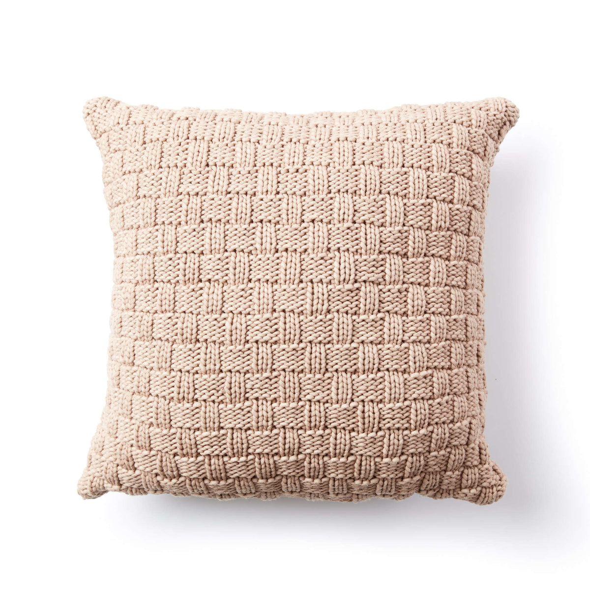 Knit Pillow made in Bernat Maker Outdoor yarn