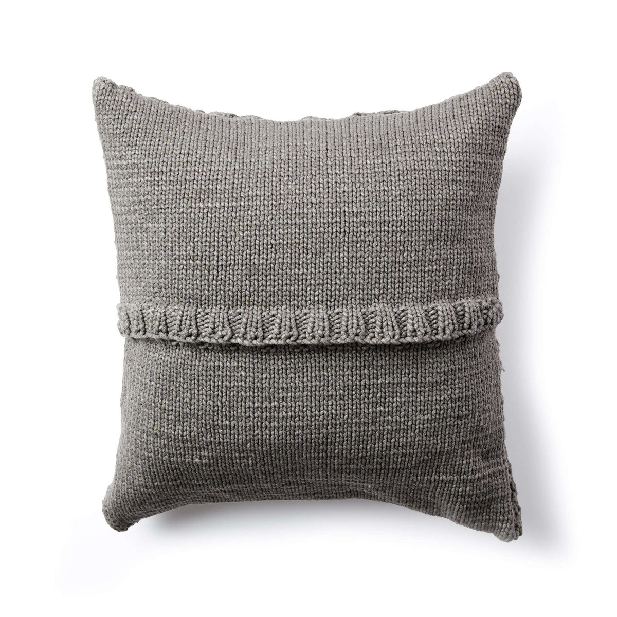 Knit Pillow made in Bernat Maker Outdoor yarn