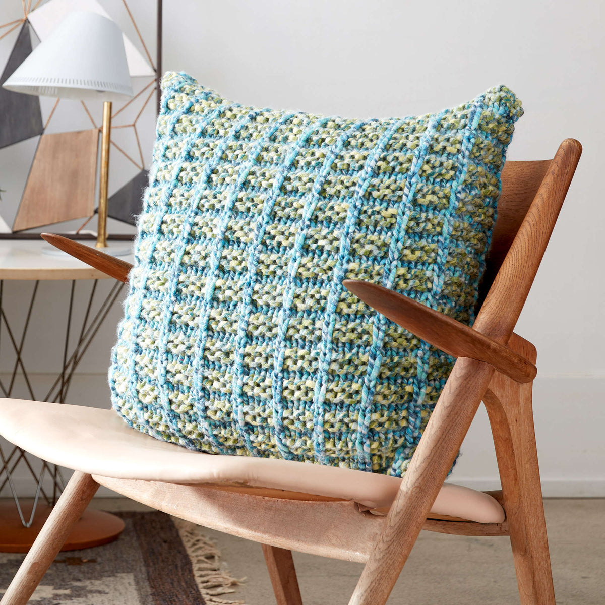 Knit Pillow made in Bernat Colorwhirl yarn