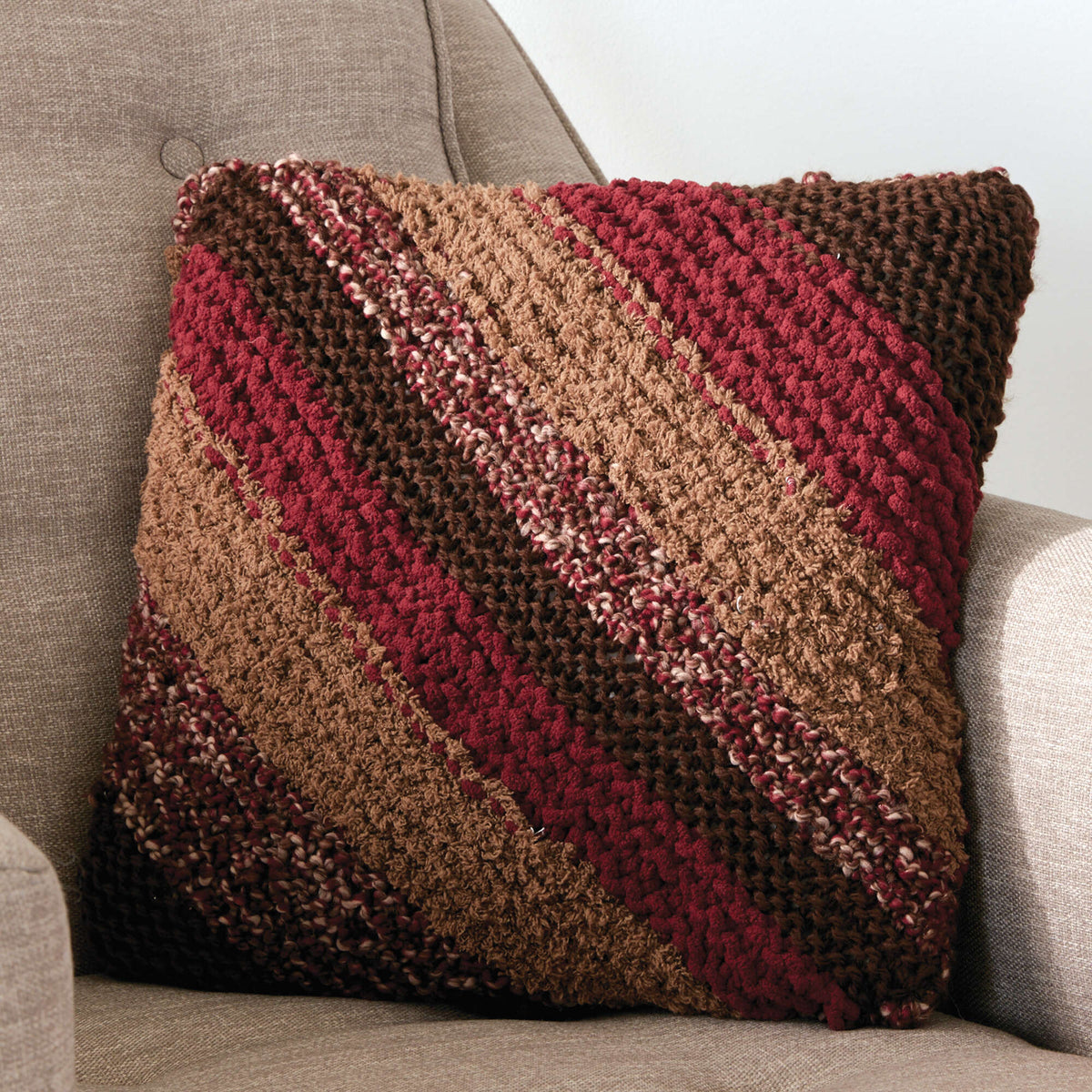 Knit Pillow made in Bernat Home Bundle yarn