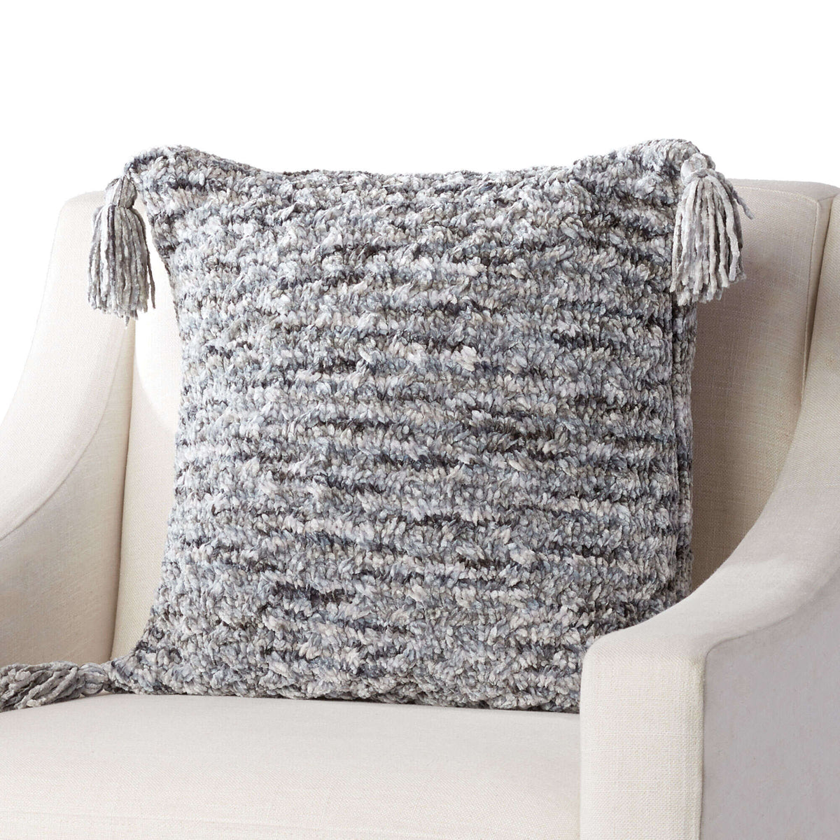 Knit Pillow made in Bernat Crushed Velvet yarn