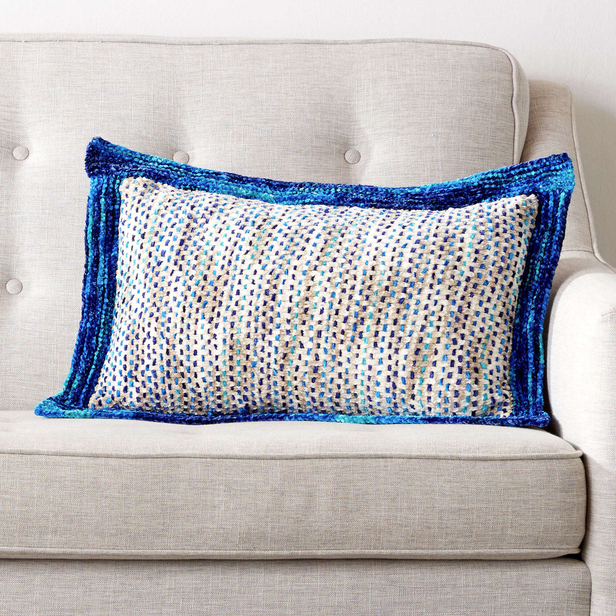 Knit Pillow made in Bernat Crushed Velvet yarn
