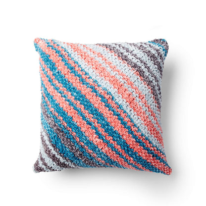 Bernat Diagonal Envelope Knit Pillow Knit Pillow made in Bernat Velvet Stripes yarn