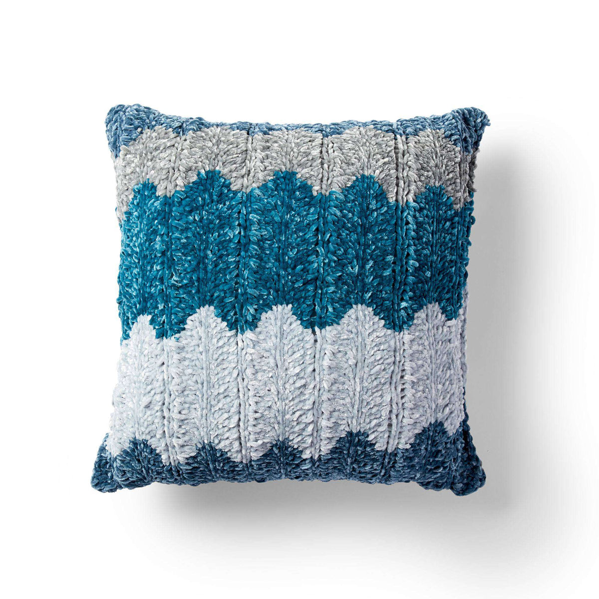 Knit Pillow made in Bernat Velvet Stripes yarn