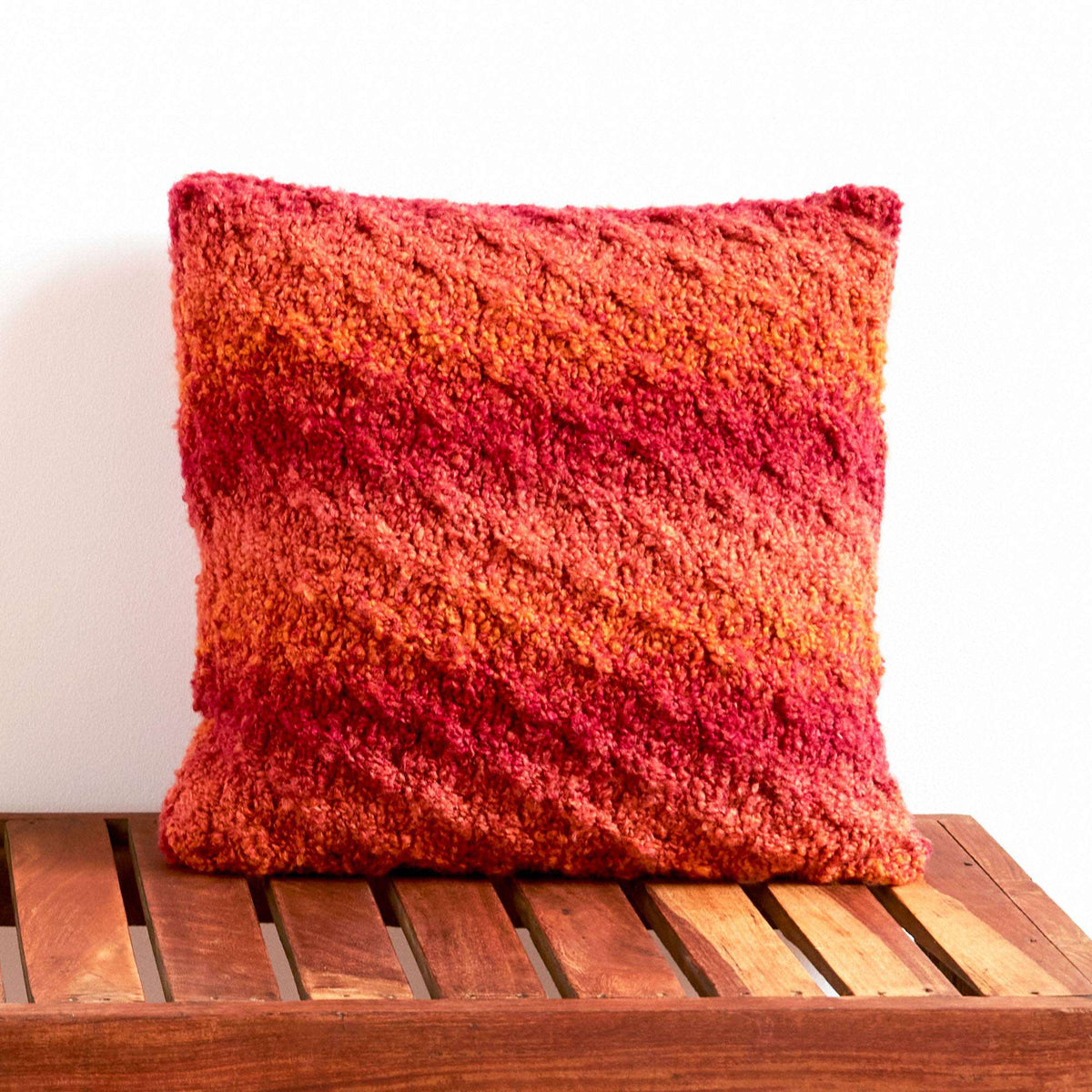 Knit Pillow made in Bernat Toasty yarn