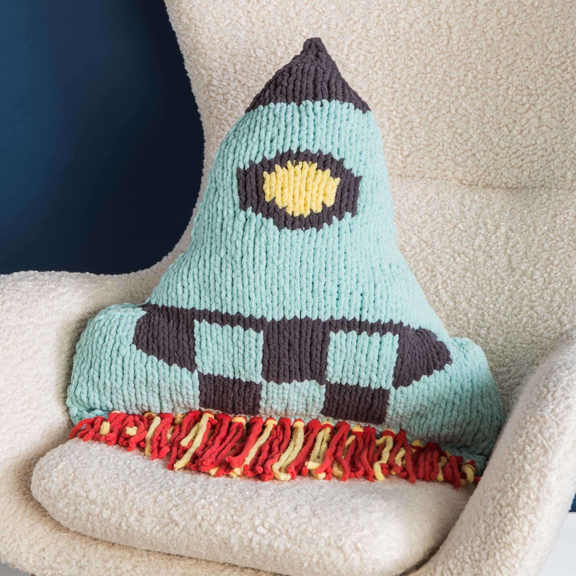 Bernat Knit Rocketship Pillow