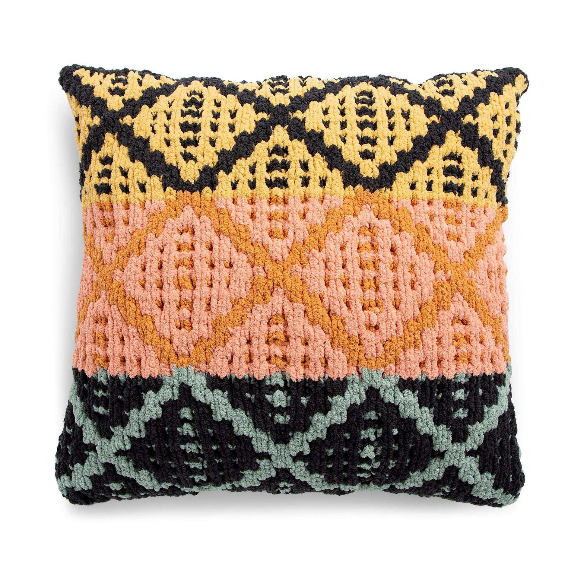 Free Bernat Geometric Mosaic Knit Pillow Pattern