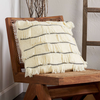 Bernat Checkered Fringe Knit Pillow Knit Pillow made in Bernat Bounce Back yarn