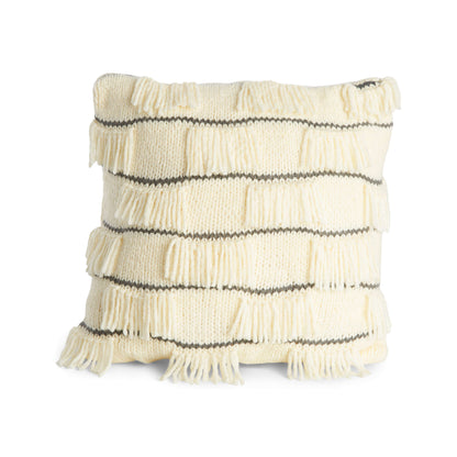 Bernat Checkered Fringe Knit Pillow Knit Pillow made in Bernat Bounce Back yarn
