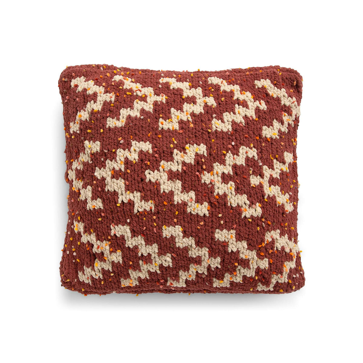 Knit Pillow made in Bernat Blanket Confetti yarn