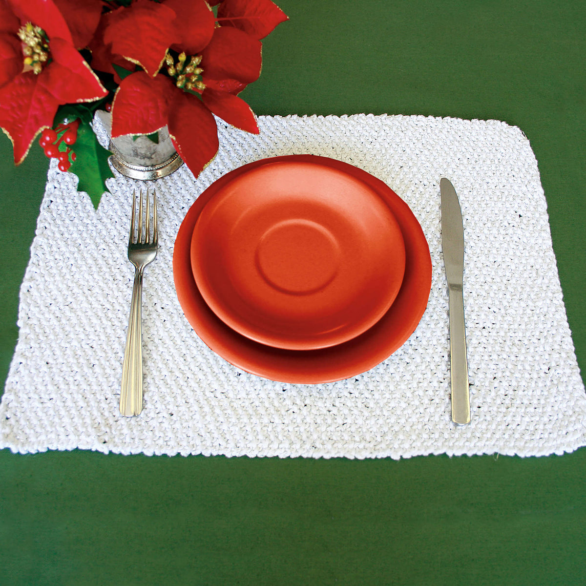 Knit Placemat made in Bernat Handicrafter Cotton yarn