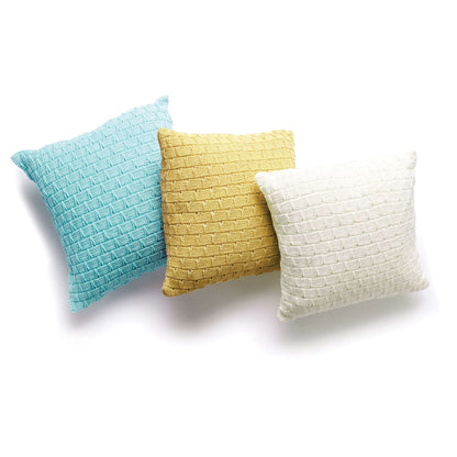 Bernat Knit Pillow Trio Knit Pillow made in Bernat Handicrafter Cotton yarn