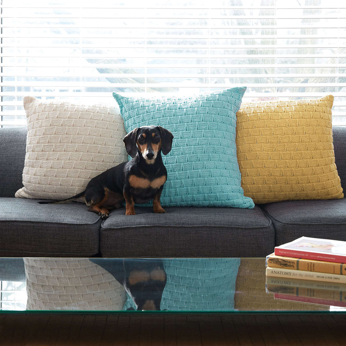 Knit Pillow made in Bernat Handicrafter Cotton yarn