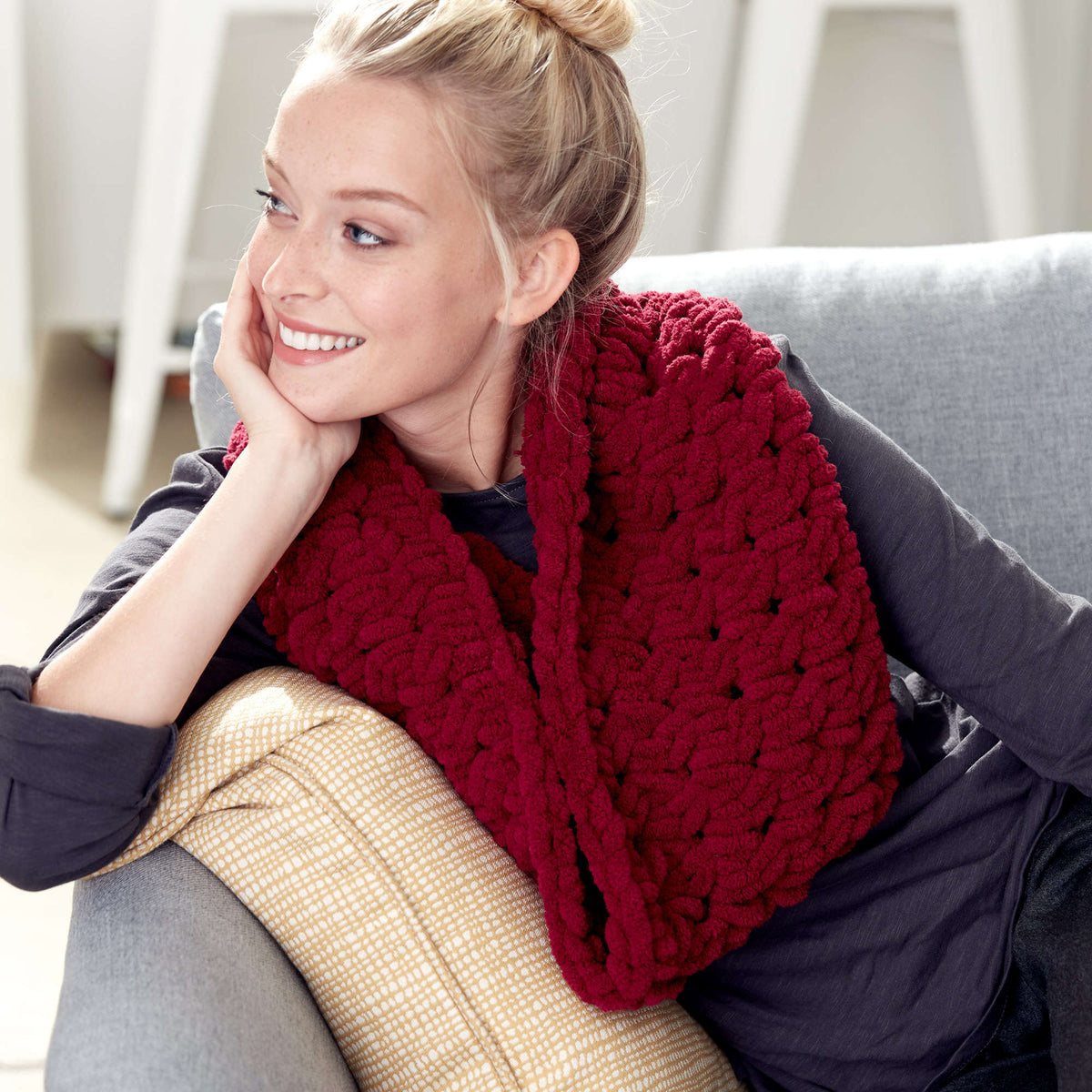 Craft Cowl made in Bernat Blanket-EZ yarn