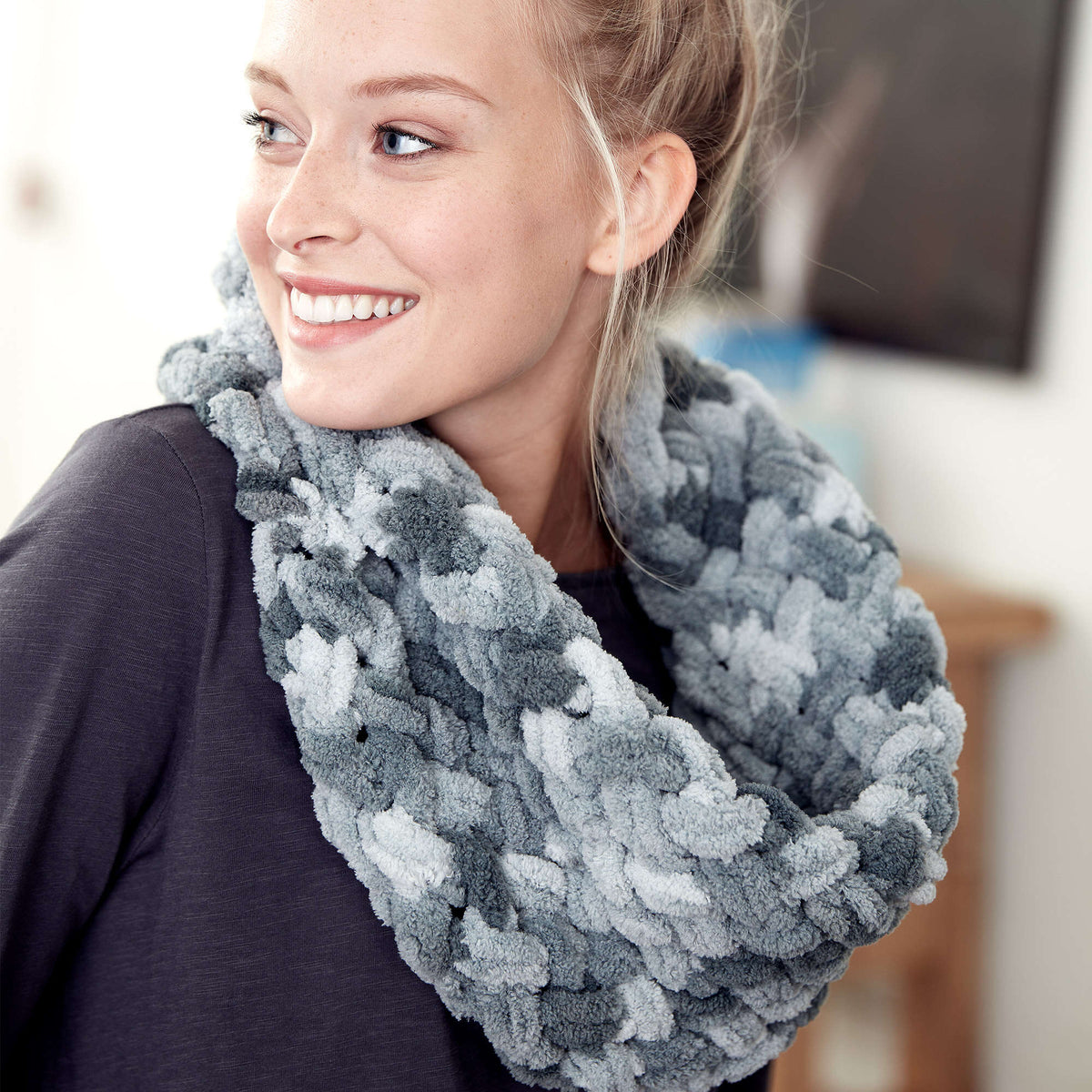 Craft Cowl made in Bernat Blanket-EZ yarn