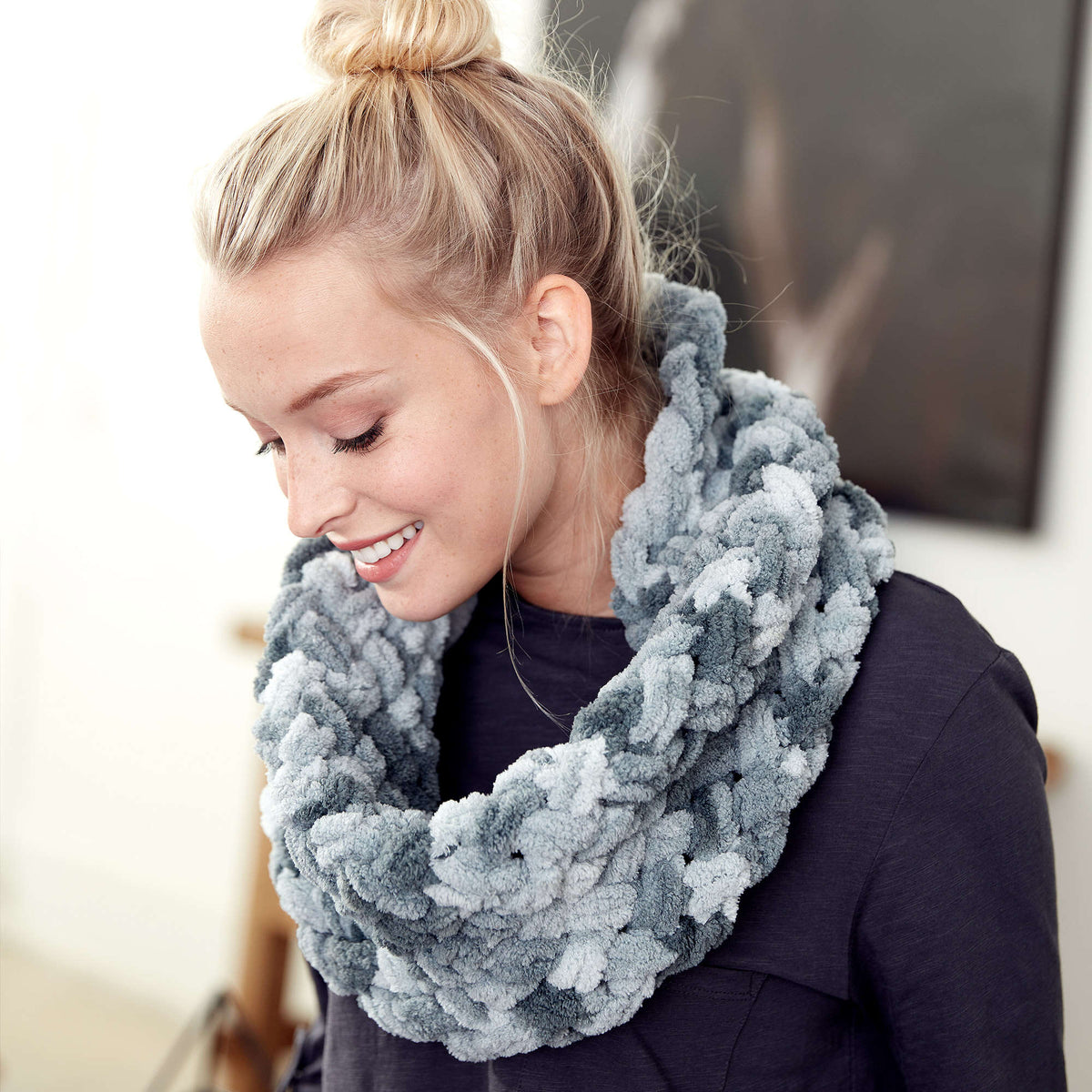 Craft Cowl made in Bernat Blanket-EZ yarn