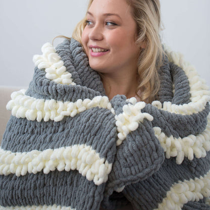 Bernat Craft Alize EZ Loopy Stripe Blanket Craft Blanket made in Bernat Blanket-EZ yarn