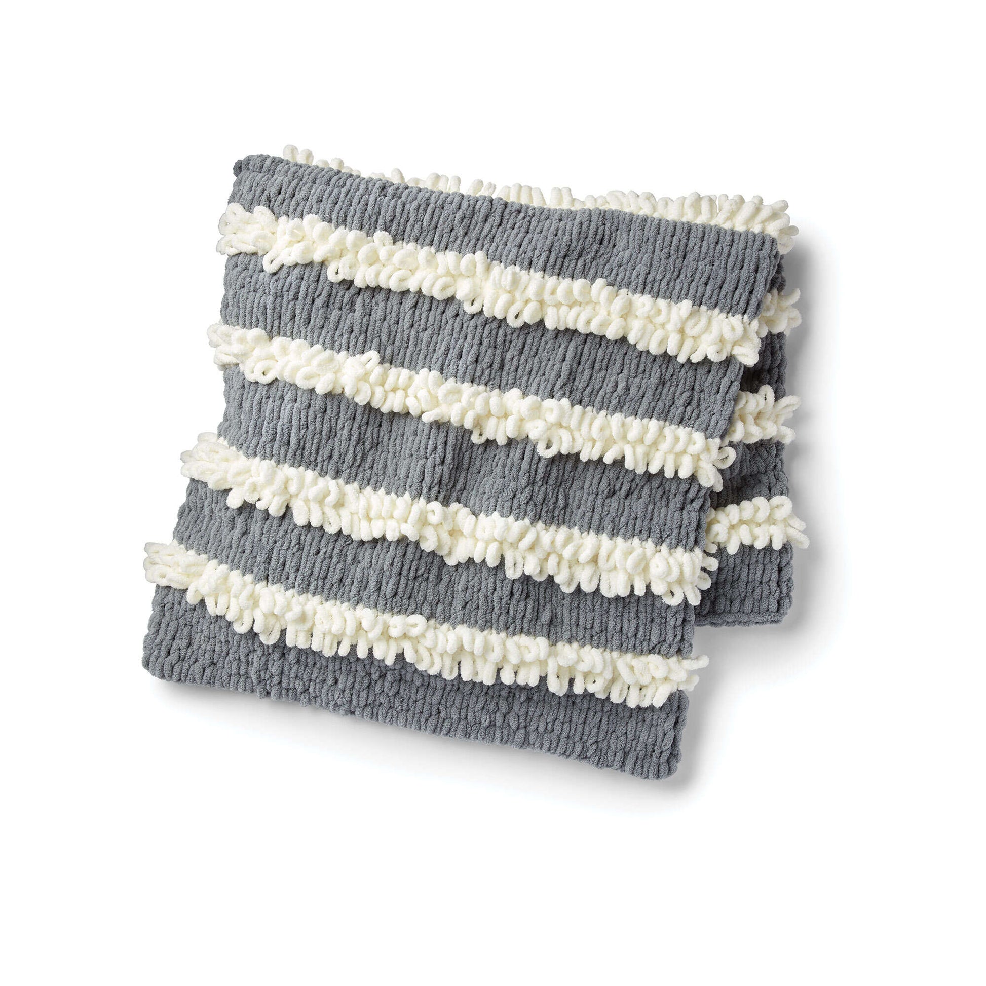 Free Bernat Alize EZ Loopy Stripe Blanket Craft Pattern