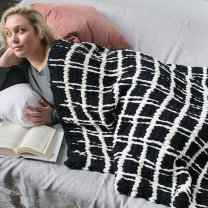 Bernat Craft Alize EZ Mad for Plaid Blanket Craft Blanket made in Bernat Blanket-EZ yarn